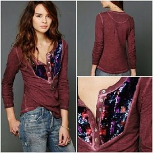 Free people sequin Top Tan color